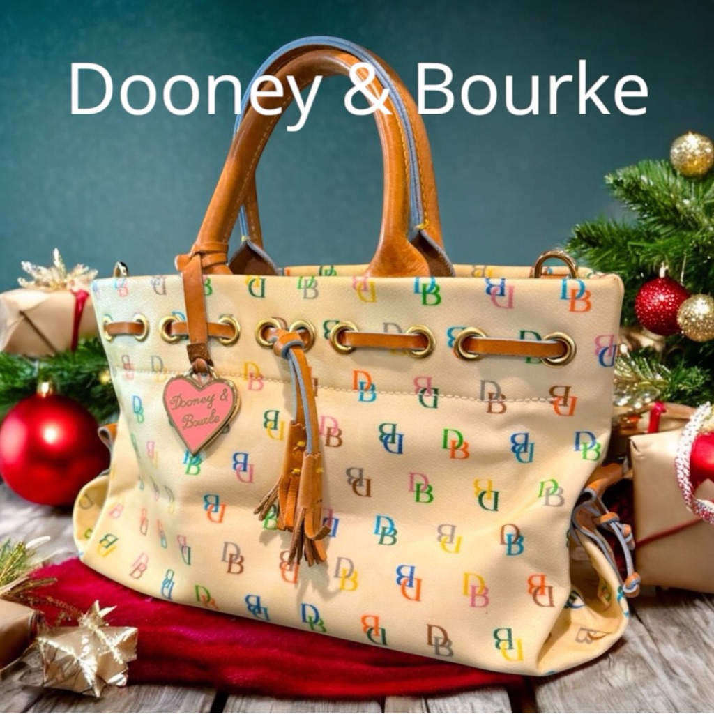 Dooney & Bourke Yellow Coated Logo Canvas Satchel Convertible Crossbody Bag. Euc